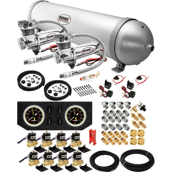 Vixen Air Suspension Kit for Truck/Car Bag/Air Ride/Spring. On Board System- Dual 200psi Compressor, 5 Gallon Aluminum Tank. For Boat Lift,Towing,Lowering,Load Leveling,Train Horn VXX3804GB/4850DC