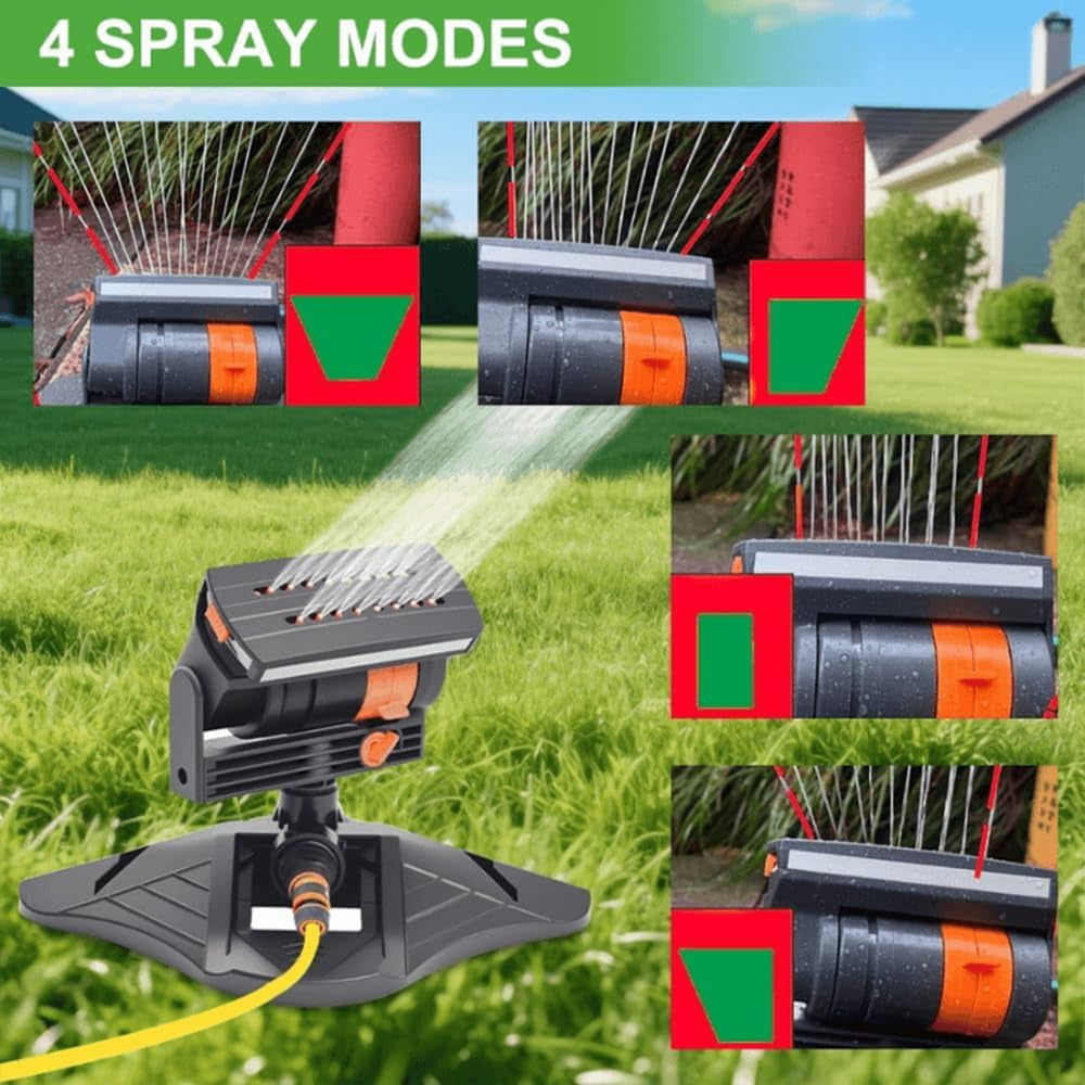 16-Nozzle Oscillating Sprinkler with Dual-Zone Sprinkler Water Timer, Heavy Duty Automatic Lawn Garden Irrigation System, Adjustable Spray Range & Width for Large Area Grass (No Timer)