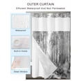 thumbnail image 2 of No Hook Grey Shower Curtain with Snap in Liner Set, Modern Oil Painting Art Forest Waterproof Fabric Bathroom Curtains with See Through Top Window, Hotel Style Small 36 x 72 Inch, 2 of 7