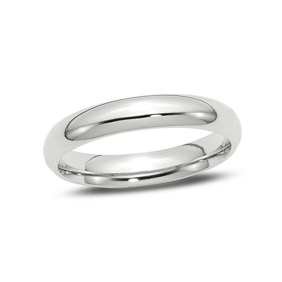 Gem & Harmony Ladies or Mens 14K White Gold 4mm Comfort Fit Wedding Band Ring for Women