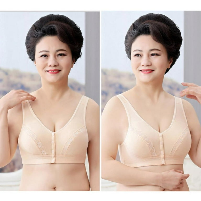 Baywell Women's Front Closure Cotton Bra Button Snap Closure Comfort  Wireless Pure Bras Full Coverage Wirefree Push Up Bralettes 3 Packs 36/80BC