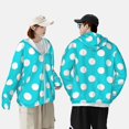 thumbnail image 4 of Balery Aqua And White Polka Dot Sudadera ligera de manga larga con capucha y protección solar UPF 50+ para hombre y mujer, ideal para pesca y running-Large, 4 of 7