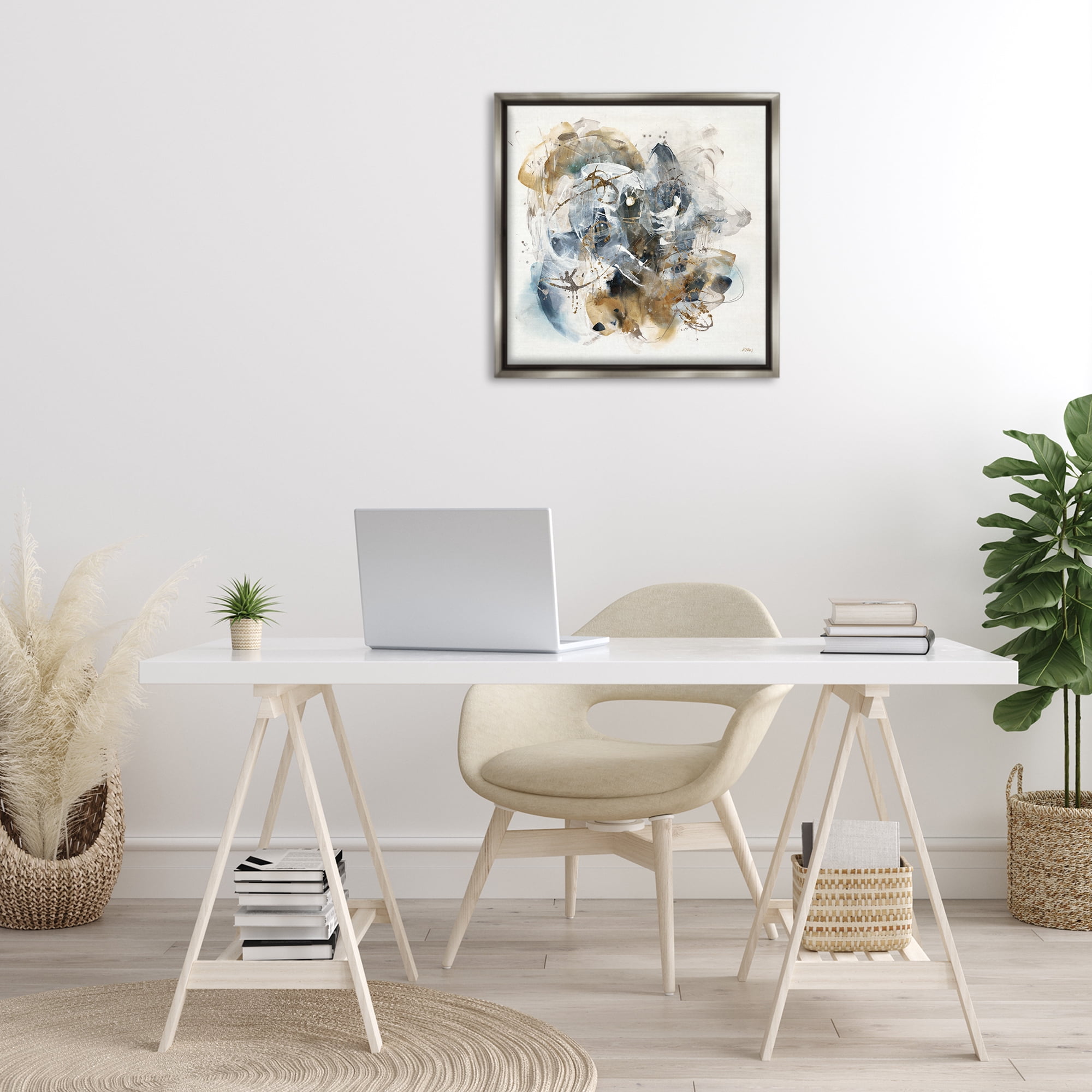 Stupell Industries Southwestern Paint Splatter Abstract Painting Gray Floater Framed Canvas Art Print Wall Art, 25 x 25