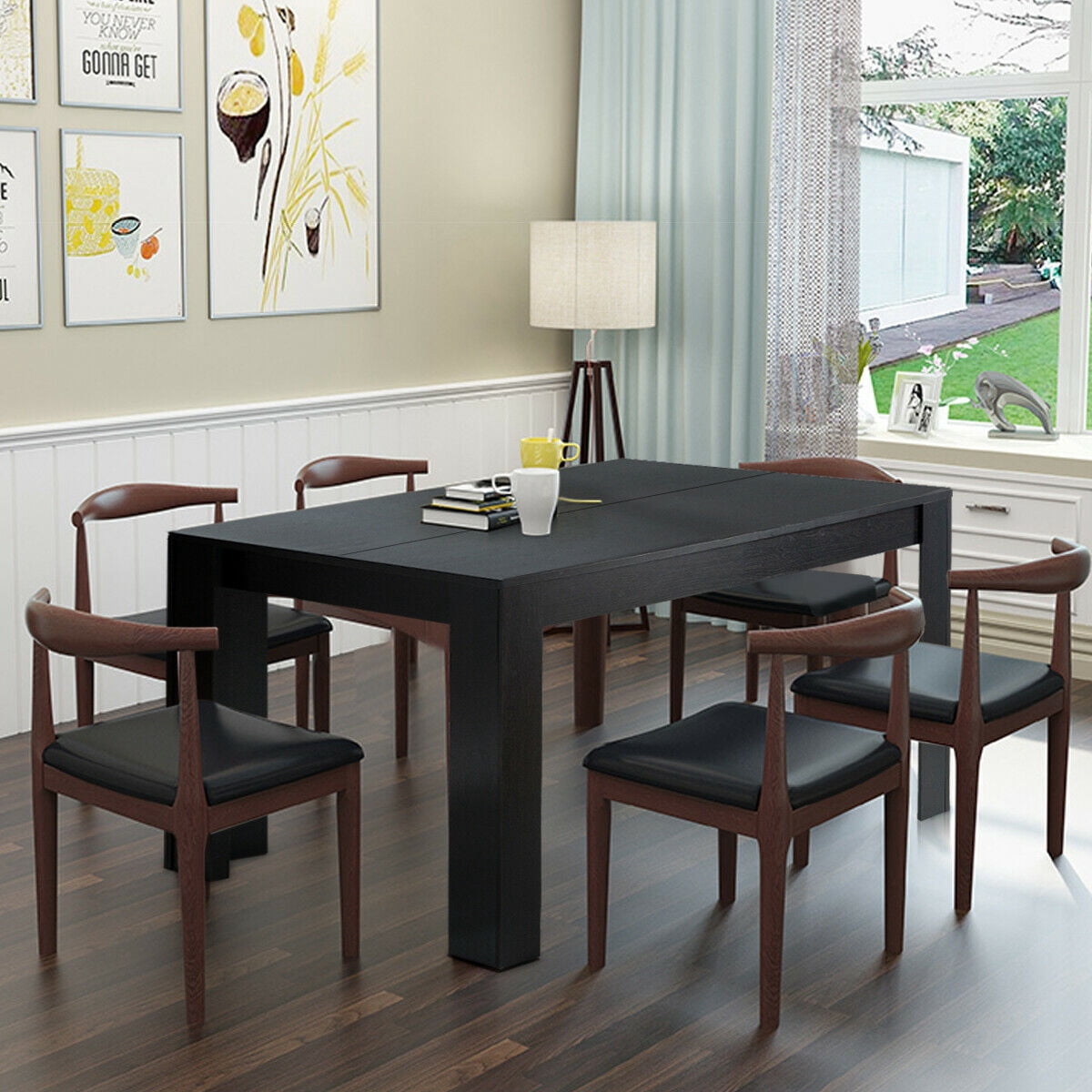 Gymax 63" Dining Table Rectangular Modern Kitchen Table For 6 People Home Furniture