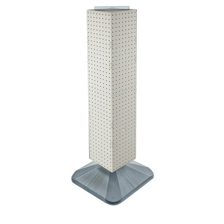 UPC: 0794504865134 | Azar Displays 703387-WHT White Four-Sided Pegboard Floor Display on Revolving Base. Spinner Rack Tower. Panel Size: 8 W x 40 H