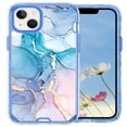 thumbnail image 3 of SaniMore for iPhone 14 (6.1" 2022 Release) Case, Fashion Marble Pattern for Girls Women Shockproof Bumper Wireless Charging Hybird PC TPU Tri-layer Anti-drop Shell, Blue & Pink Marble, 3 of 7