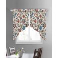 thumbnail image 3 of Boho Floral Swag Valances for Windows, Blue Red Flower Vintage Petals Branch Leaf Rod Pocket Sheer Valances for Small Windows, Swag Toppers Light Filtering for Kitchen Living Room 2 Panels 28''x36'', 3 of 6