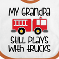 thumbnail image 4 of Inktastic Firefighter Grandpa Plays with Trucks Boys or Girls Baby Bib, 4 of 4