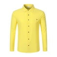 thumbnail image 4 of VSSSJ Men's Button Down Shirts Long Sleeve Casual Linen Shirts with Pocket Relaxed Fit Lightweight Vacation Beach Shirt Yellow S, 4 of 9
