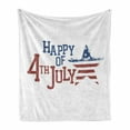 thumbnail image 1 of 4th of July Soft Flannel Fleece Blanket, Grunge Celebration of Independence Day of United States of America, Cozy Plush for Indoor and Outdoor Use, 70" x 90", Ruby Violet Blue White, by Ambesonne, 1 of 6