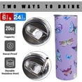 thumbnail image 5 of Butterfly Tumbler With Lid and Straw 20 oz Insulated Purple Butterfly Tumbler Stainless Steel Butterfly Skinny Tumbler Water Bottle Travel Mug Wine Cups Gifts for Women, 5 of 6