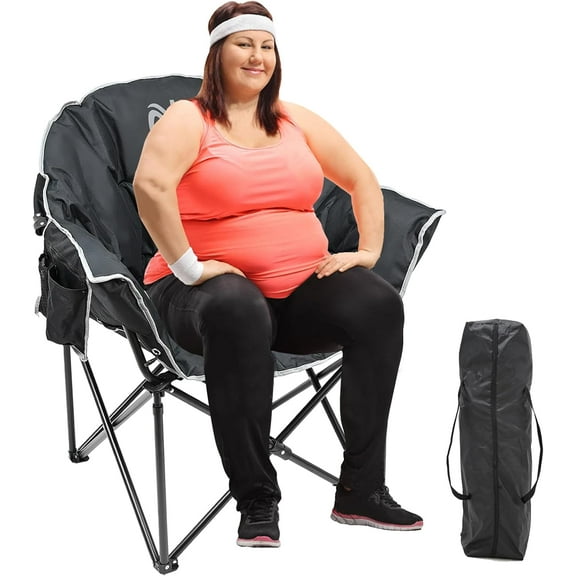 Oversized Camping Chair, Portable Folding Outdoor Chair with Padded Seat, Heavy Duty 500 lbs Capacity, Ideal for Camping, Sports, Patio & Picnics