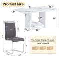 thumbnail image 4 of NYEESS Modern Dining Table Set for 4, 63" White Faux Marble MDF Table and 4 Dark Gray PU Leather Chairs with Silver Metal Legs, Rectangular Dinner Table Set for Home, 4 of 10