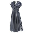 thumbnail image 6 of IROINNID Casual Dresses For Women Going Out Loose V-Neck Short Sleeve Strip Long Dress Cheap, 6 of 6