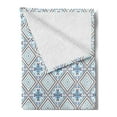 thumbnail image 2 of Geometric Soft Flannel Fleece Blanket, Mosiac Ornament with Hand Drawn Squares Pattern Checkered Grid Design, Cozy Plush for Indoor and Outdoor Use, 50" x 60", Blue Pale Blue Black, by Ambesonne, 2 of 5