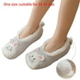 thumbnail image 3 of Women Winter Cozy Warm Fuzzy Plush Lined Slipper Boat Socks Cartoon House Indoor Booties Foot Warmer with Non Slip Grippers, 3 of 15