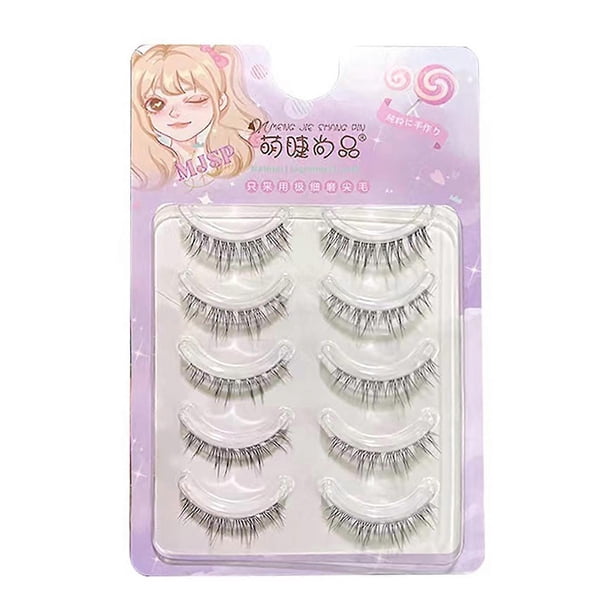 5 Pairs Long Fishtail Soft Eyelashes Lightweight Slender Fluffy Soft Lashes For Shopping Dating Party Makeup
