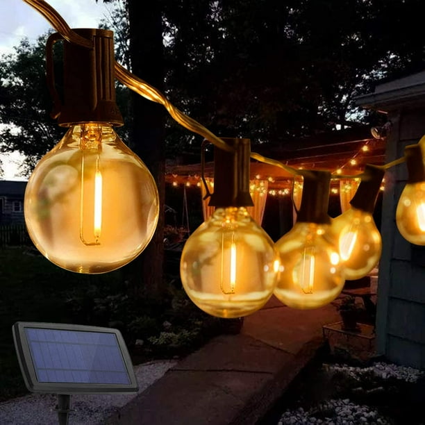 Yi Lighting 27 FT SolarPowered Outdoor String Lights with 25 Globe LED Bulbs Weatherproof for