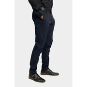 Victorious Mens Casual Slim Fit Stretch Chino Pants, Navy, 1-Pack