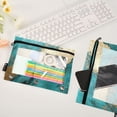 thumbnail image 4 of Turquoise Gold Marble 2 Pack Pencil Pouch for 3 Ring Binder Smooth Zipper Folders with Pockets Clear Window Pencil Case, 4 of 6