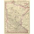 thumbnail image 2 of Rand McNally 12x14 White Modern Wood Framed Museum Art Print Titled - Minnesota - Rand McNally 1879, 2 of 4