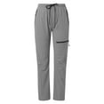 thumbnail image 4 of Summer Pants for Women Hiking Pants Tall Inseam Cargo Hiking Elastic Waist Lightweight Outdoor Water Long 4 Zipper Pockets Casual Sweat for Women plus Size Comfy Pant Stretchy Womens Grey S, 4 of 5