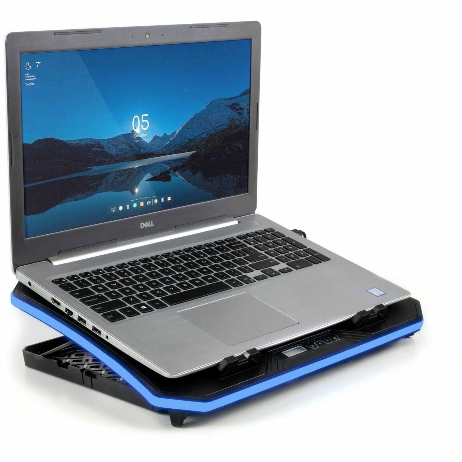 Aluratek ACPRGB01F - Ergonomic USB Cooling Pad with RGB Lights for Laptops Up to 19" Wide, 7 Adjustable Angles, w/Phone Cradle