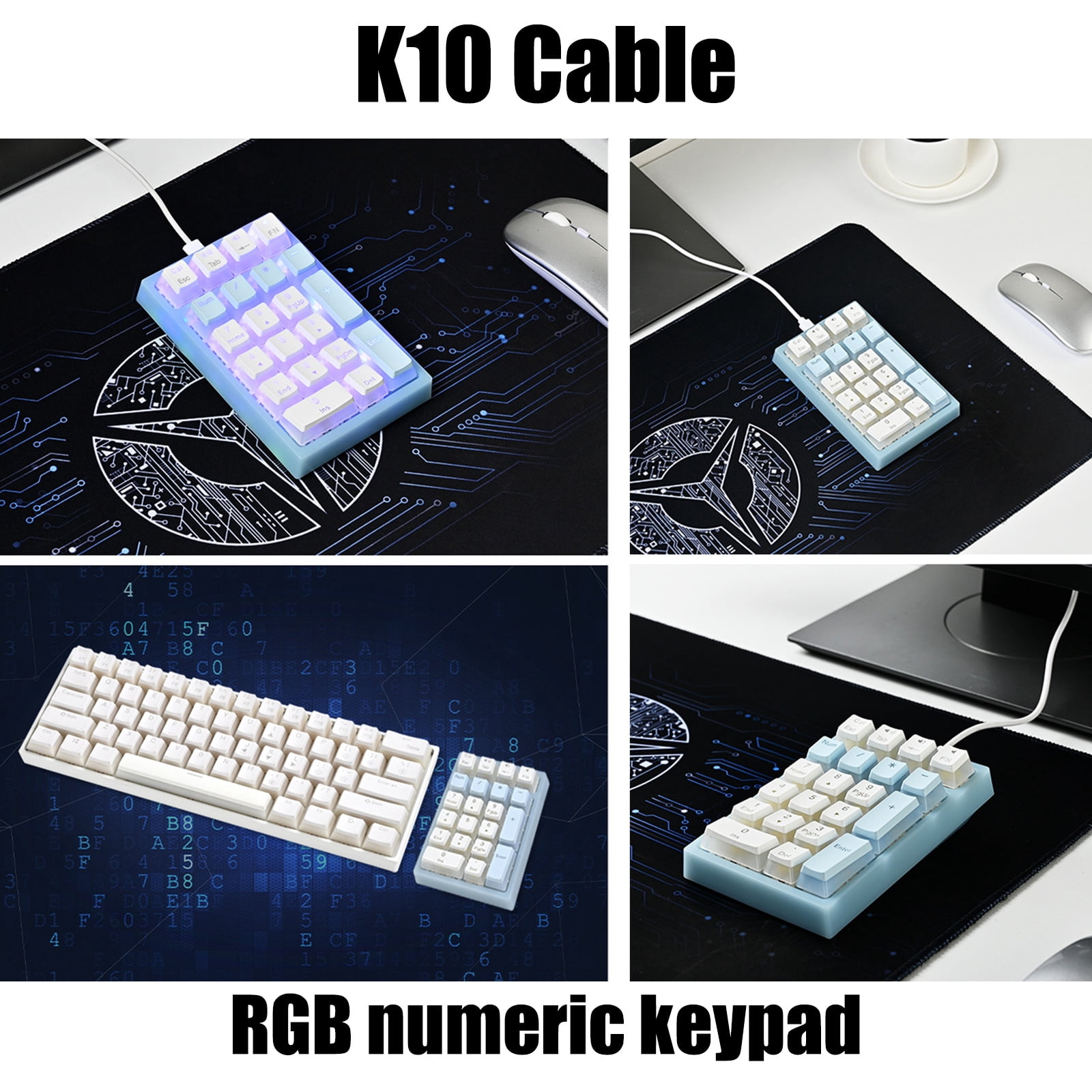 Mechanical Numeric Keypad Hot-Swap Switches Corded Gaming Keypad LED Backlit Keycap Numpad Portable Keypad Extended Layout