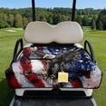 thumbnail image 2 of Psesaysky Golf Cart Seat Covers Universal Golf Cart Seat Blanket with 4 Pockets and Handle Fit for EZGO TXT RXV/Club Car DS Precedent Front Seats 2-Person Seats, USA Flag with Eagle, 2 of 8