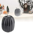 thumbnail image 6 of Decorative Pumpkin Figurine for Fall Home Decor, Thanksgiving and Halloween Centerpiece, Tabletop Display for Seasonal Holiday - Black, 6 of 8