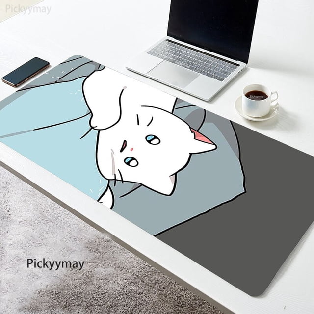 Alfombrilla de ratón Kawaii Cat para ordenador, alfombrilla de ratón grande de Anime para estudiantes, teclado de oficina para ordenador portátil, alfombrilla de escritorio de goma suave XXL qiuyongming unisex