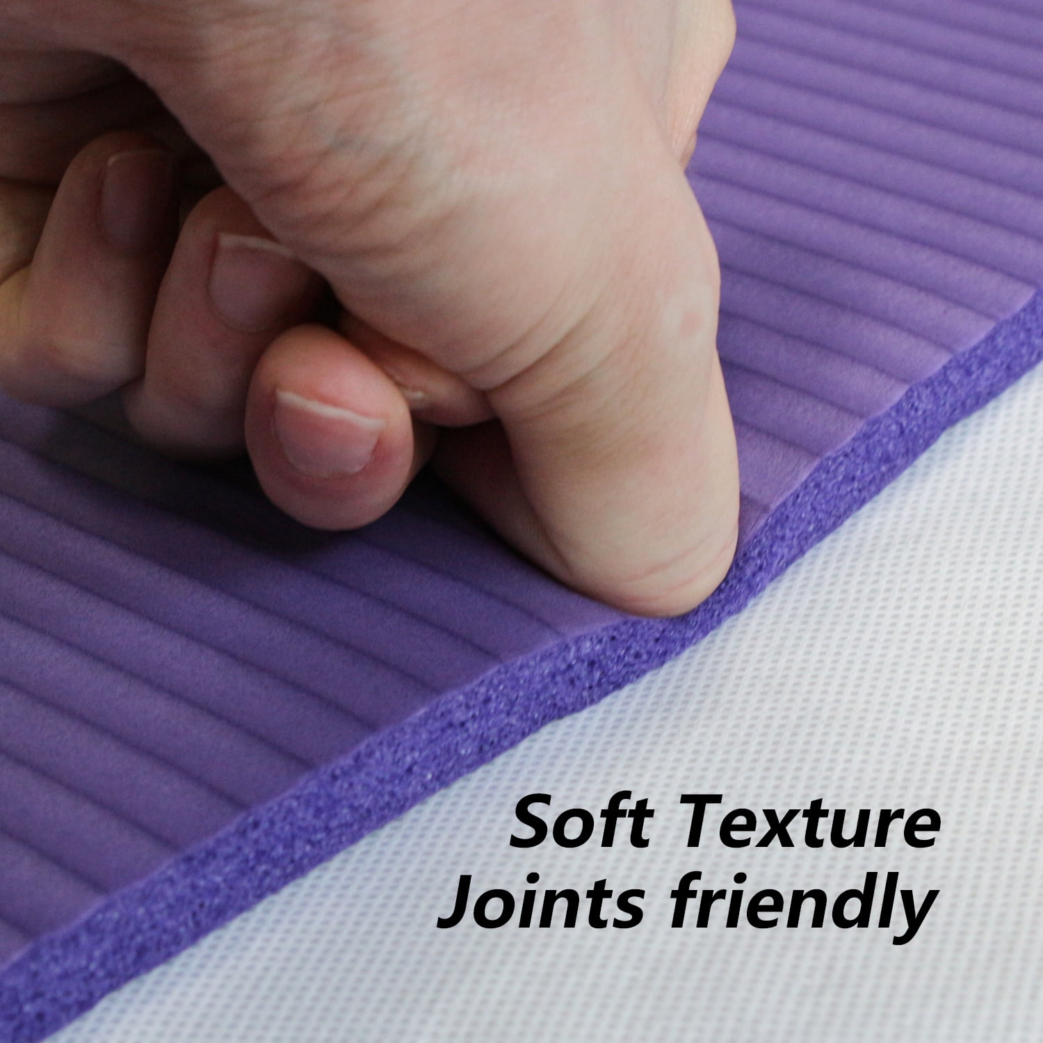 YR Thick Yoga Mat 1/2 Inch Stretching Pilates Hi-Density Foam Exercise Mats, Purple with Yoga Bag