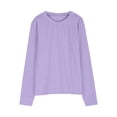 thumbnail image 6 of yoeyez Girls Long Sleeve Shirts Cute Crewneck Pleated Blouses Casual Solid Color Loose Fit Pullover Tops Fshion Spring Going Out Clothes for Children Girl Red 4-5 Years, 6 of 7