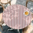 thumbnail image 3 of Stripes Round Fitted Table Cover Modern Art Red Beige Waterproof Table Cloth with Elastic Edge Wipeable Tablecloth for Picnic Camping Party Fits 36"-44" Diameter, 3 of 8