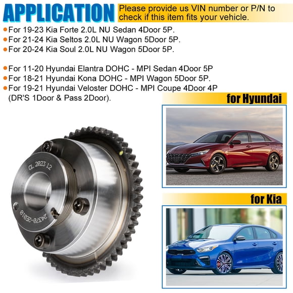 1PCS New Exhaust Cam Gear 24370-2E020 VVT718 for Hyundai Kona 2.0L 2018-2020 AU