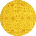 thumbnail image 1 of Ahgly Company Indoor Round Oriental Yellow Traditional Area Rugs, 5' Round, 1 of 4