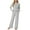 03-Light Gray, variant on Women's Pajama Set Long Sleeve Lounge Set Ribbed knit Sleepwear Two Piece Pjs Set with Pocket
