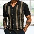thumbnail image 2 of Yaoyar Men's Knit Shirts Short Sleeve Button Down Shirt Casual Button Up Cardigan Short Sleeved Lapel Top Vintage Summer Beach Shirts, 2 of 8
