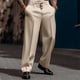 thumbnail image 4 of Pantalones de traje rectos lisos de tres botones para hombre - Informal de negocios, tejido compuesto Fledge, ocasiones formales, 4 of 8
