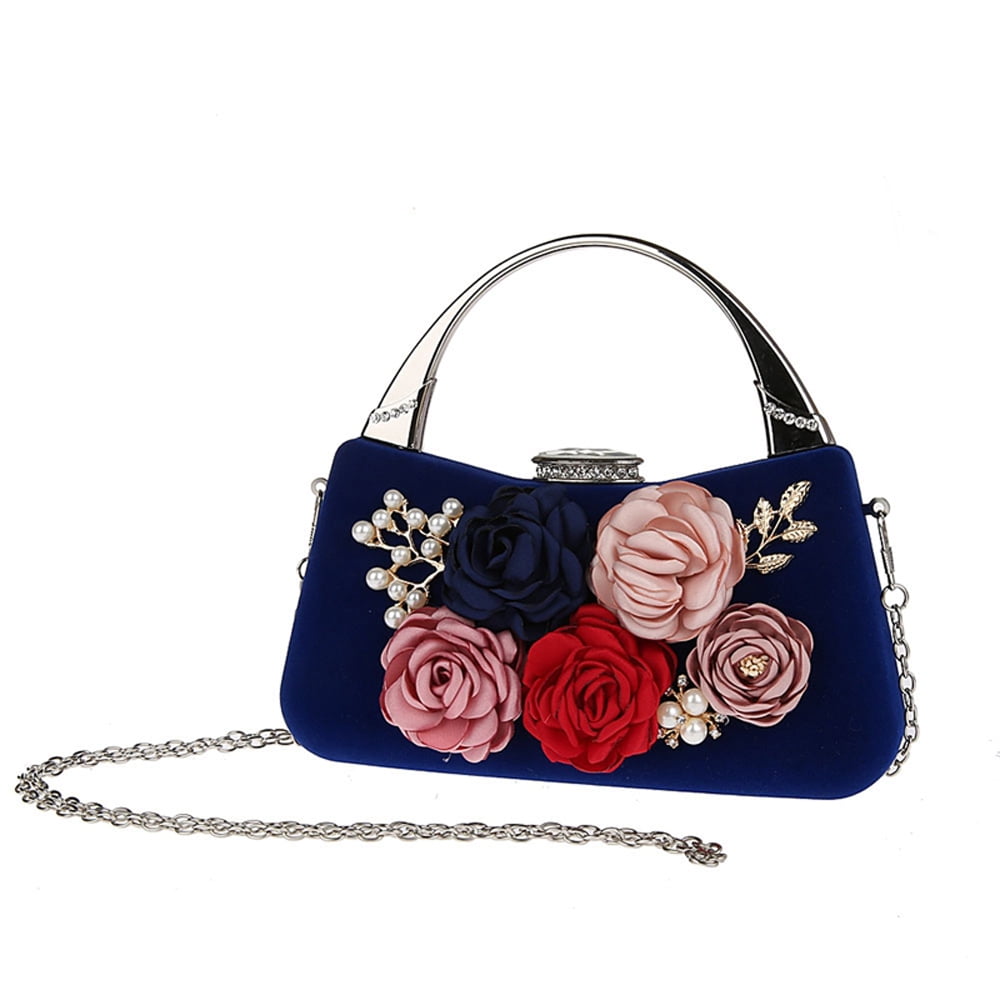 ALLHM Women Flower Clutches Evening Bags Handbags Wedding Clutch Purse Banquet Bag Color : Gold, Size : OneSize