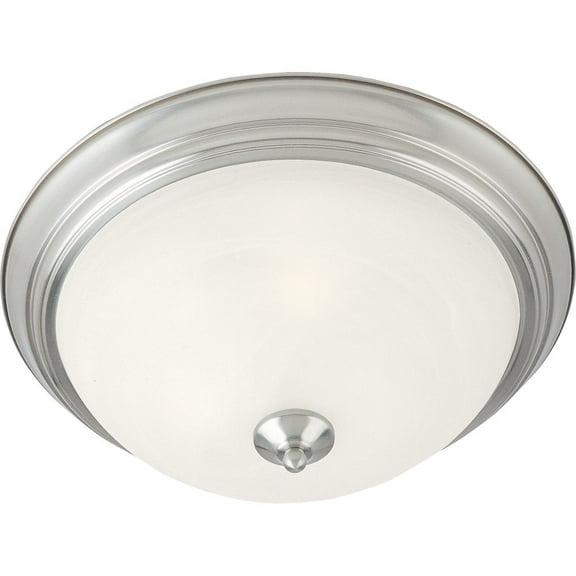 5840MRSN Maxim Lighting Essentials-1 Light Flush Mount in Early American style-12 Inches wide by 4 inches high-Satin Nickel Finish-Marble Glass Color