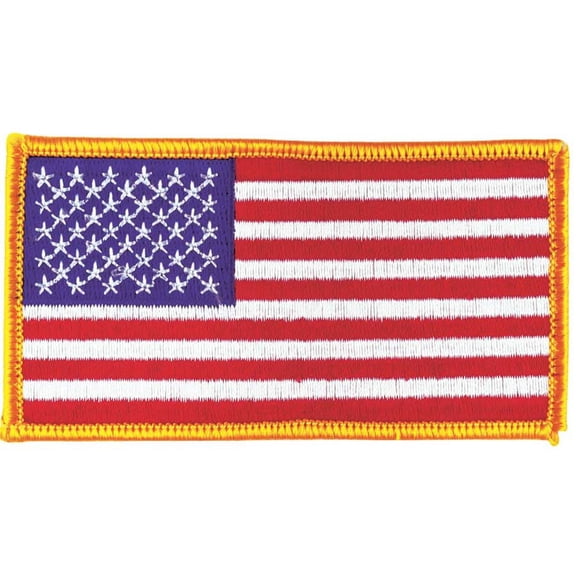 Sew on U.S. Flag with Gold Trim Patch