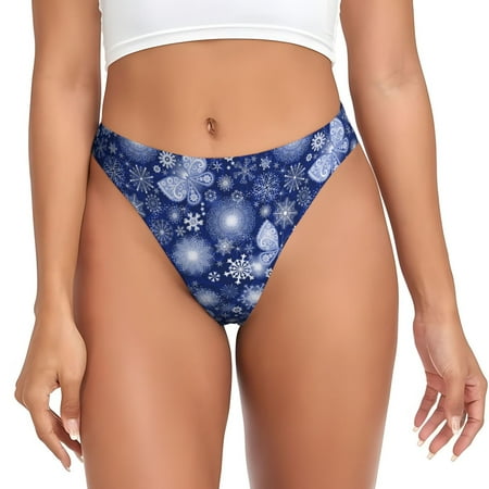 Thongs for Women - Beautiful Snowflake Butterfly No Show Seamless Womens Thongs Underwear  Stretch G String Thongs for Women  Ladies Breathable Thong Bikini Panties Briefs