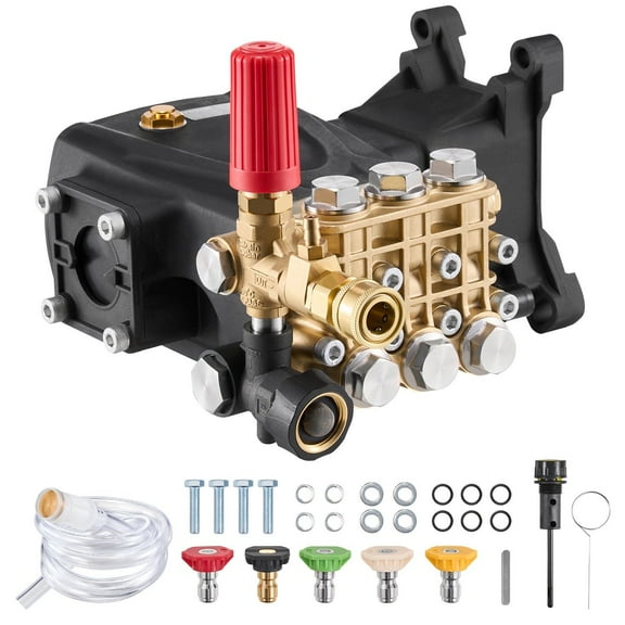 Triplex Plunger Pressure Washer Pump, 1" Horizontal Shaft, 4200 PSI 4.2GPM High Flow