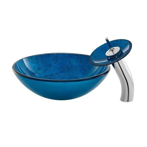 Vincennes 16.5 Glass Vessel Sink with Faucet, Ocean Blue