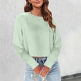 thumbnail image 2 of SNKSDGM Chandails à Manches Longues pour Femmes Chic Décontracté Hauts d'Entraînement à Manches Longues pour Femmes Grande Taille Mode Femmes Décontracté Uni Col Rond T-Shirt Court à Manches Longues Haut m, 2 of 5