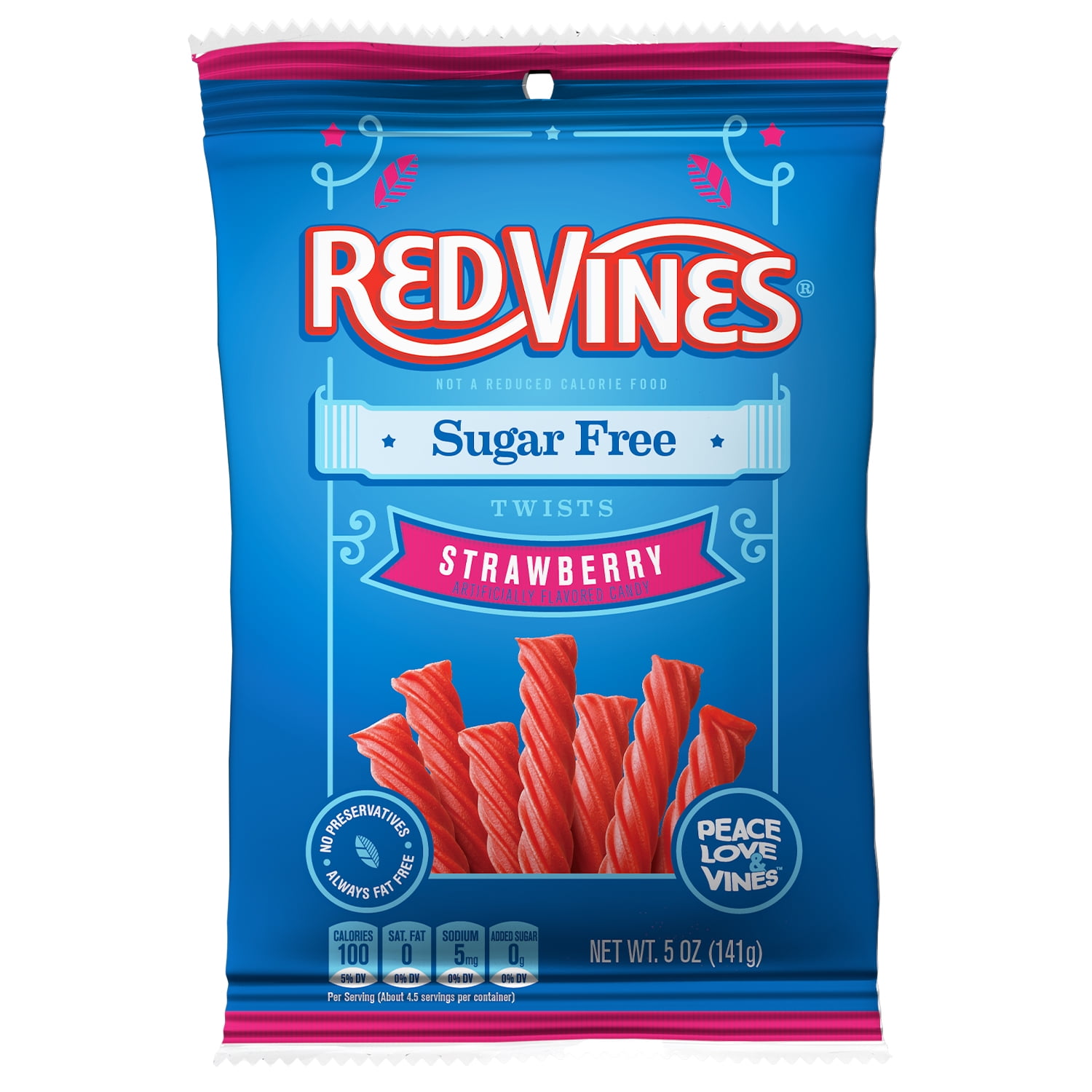 (2 pack) Red Vines Sugar Free Strawberry Candy Twists, 5oz Bag