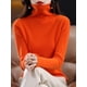 thumbnail image 1 of Suéter de lana, suéter de cuello alto para mujer, suéter suelto con cuello de pila, otoño e invierno, camisa cálida de fondo, top corto, 1 of 5