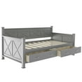 thumbnail image 4 of Bed Frame Twin Size Daybed with 2 Large Drawers, X-shaped Frame, Modern and Rustic Casual Style Daybed, Gray, 4 of 7