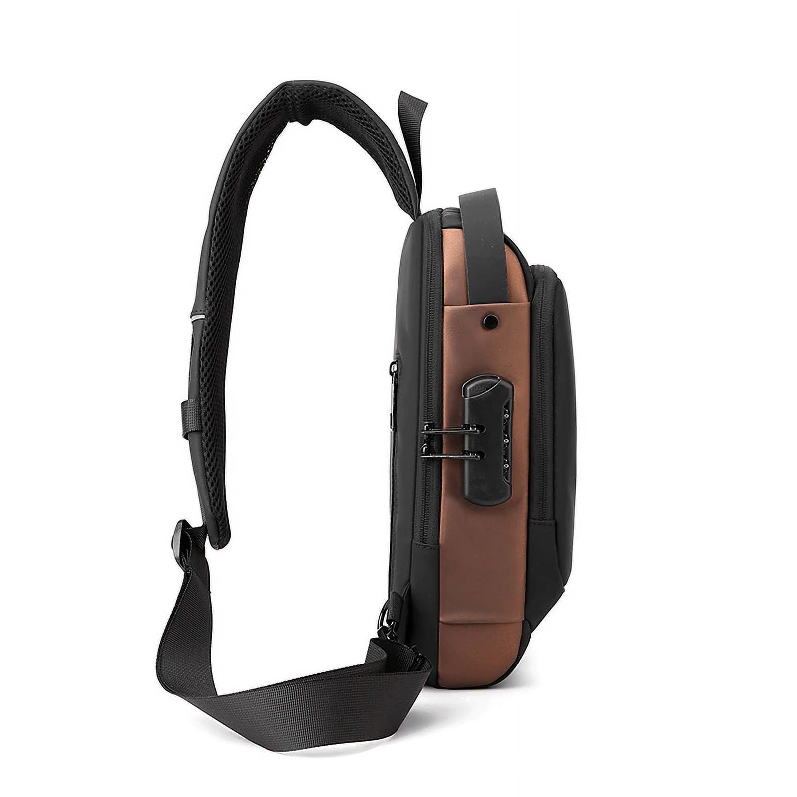 USB Charging Sport Sling Bag Male Anti-theft Chest Bag with Password Lock  Water Resistant Lightweight Shoulder Bag E2S